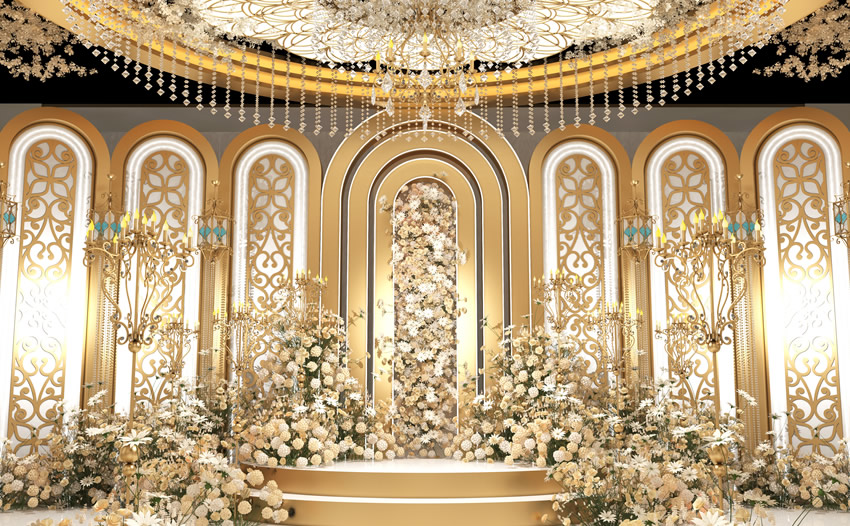 南康香槟色调婚礼堂效果展示